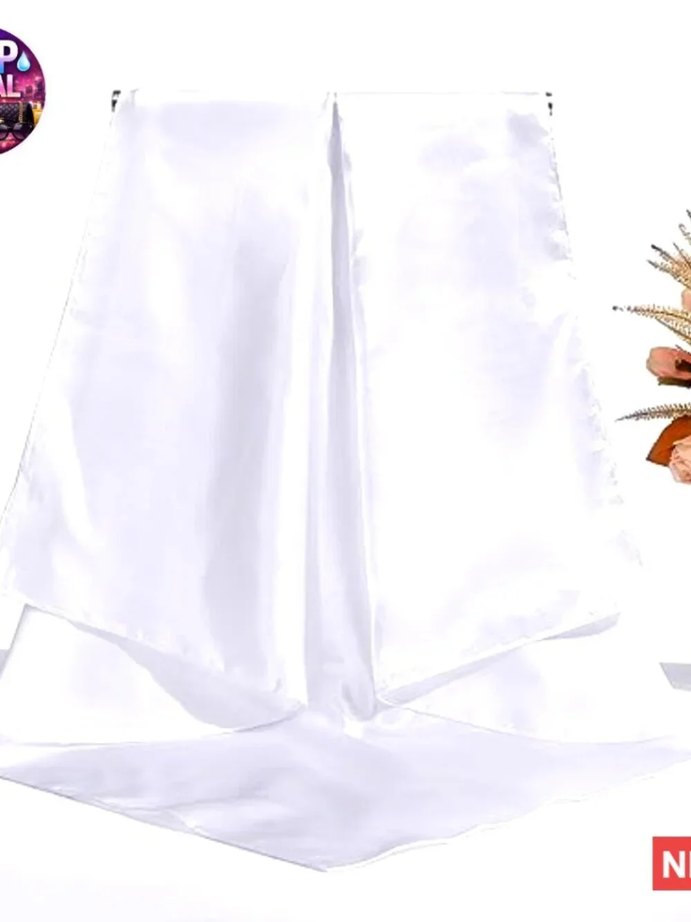 Large Square Satin Head Scarf - 35